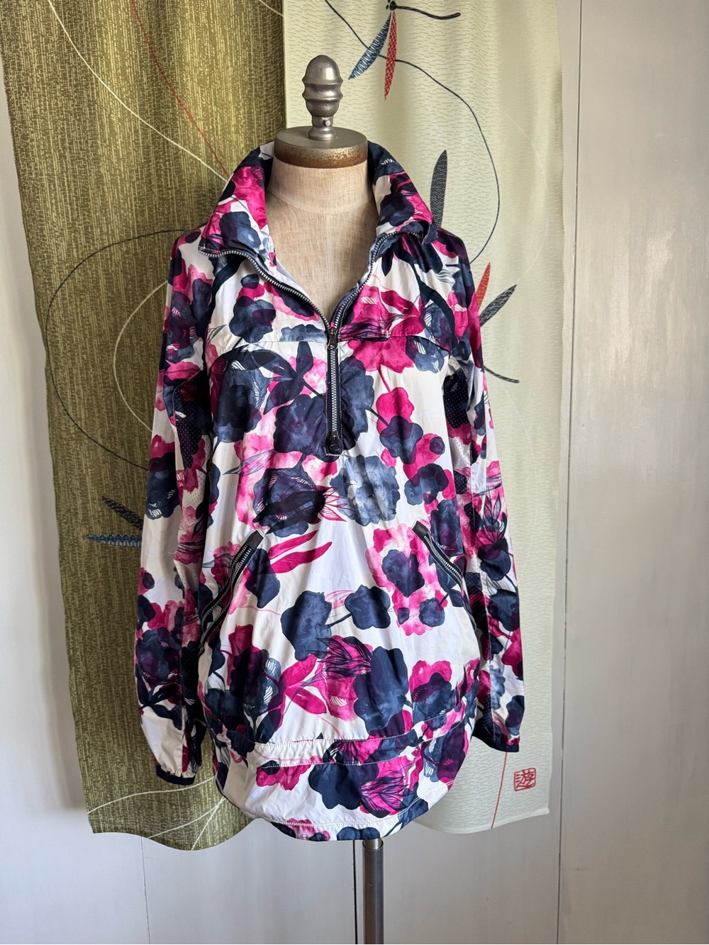 lululemon athletica Floral Half-Zip Bomber in Pink & Navy